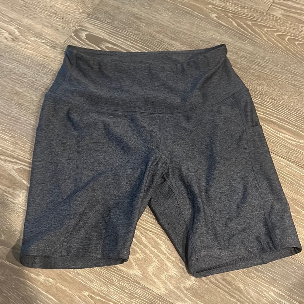 Grey biker shorts with pockets